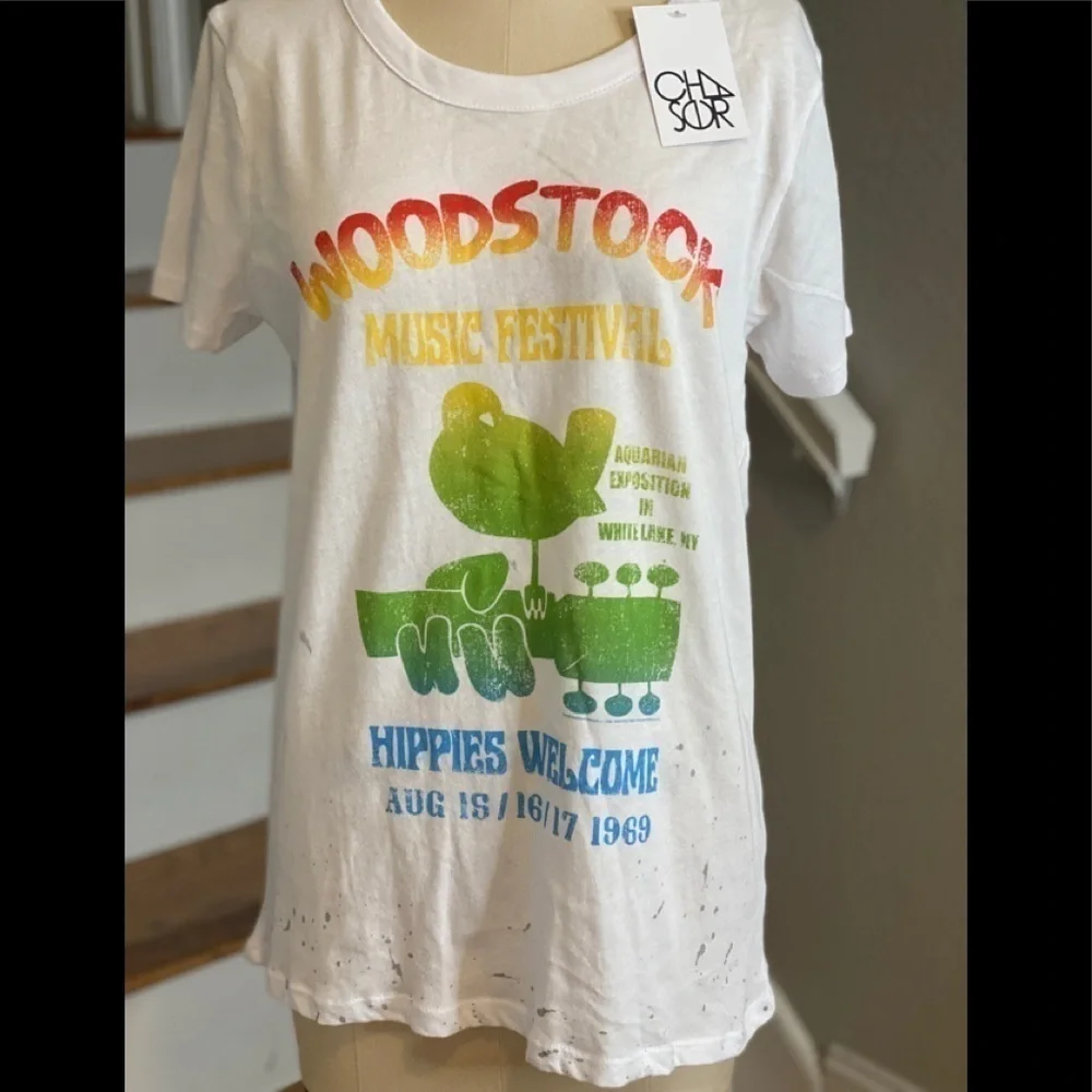 Chaser Woodstock Paint Splatter Hem Tshirt NWT​​​​​​​​​​ - Picture 4 of 8
